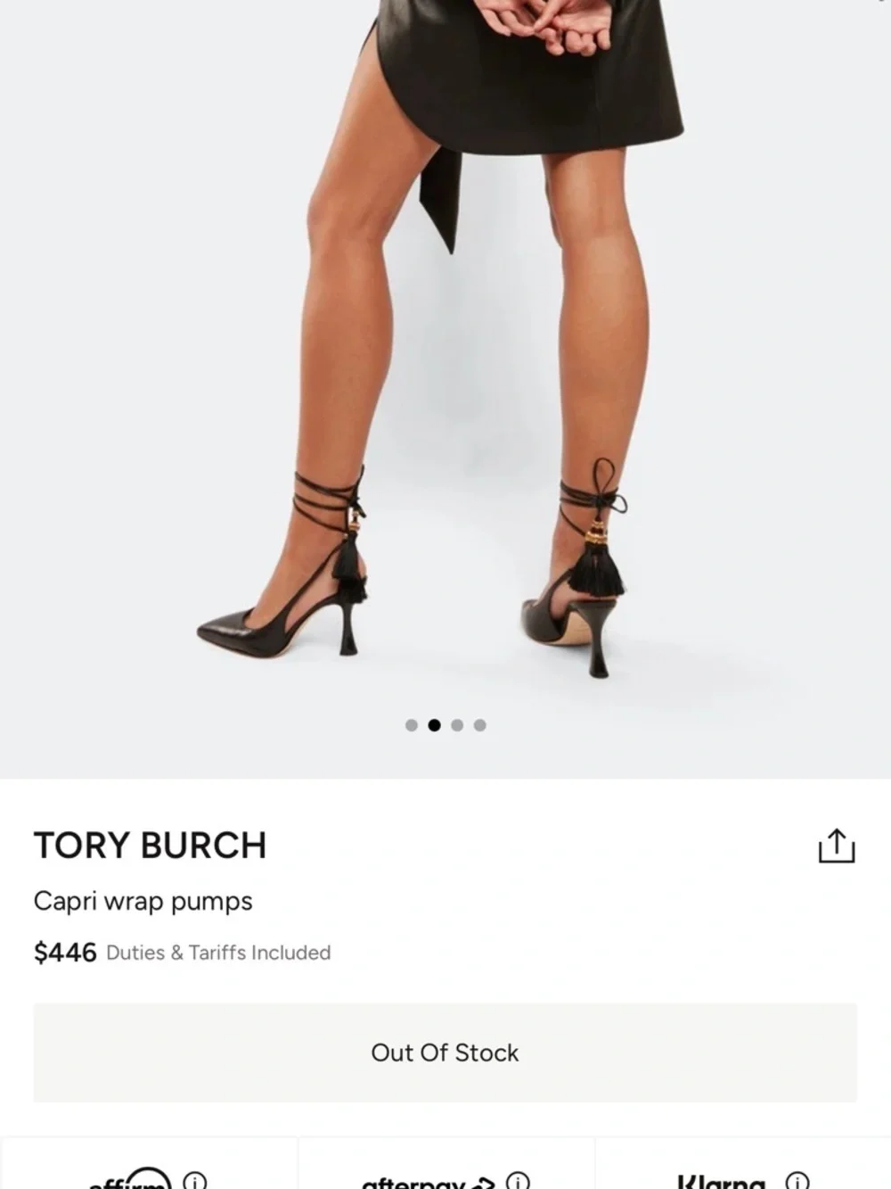TORY BURCH Black Leather Capri Wrap Pumps Heels Shoes NIB Size 7M Ret. $440